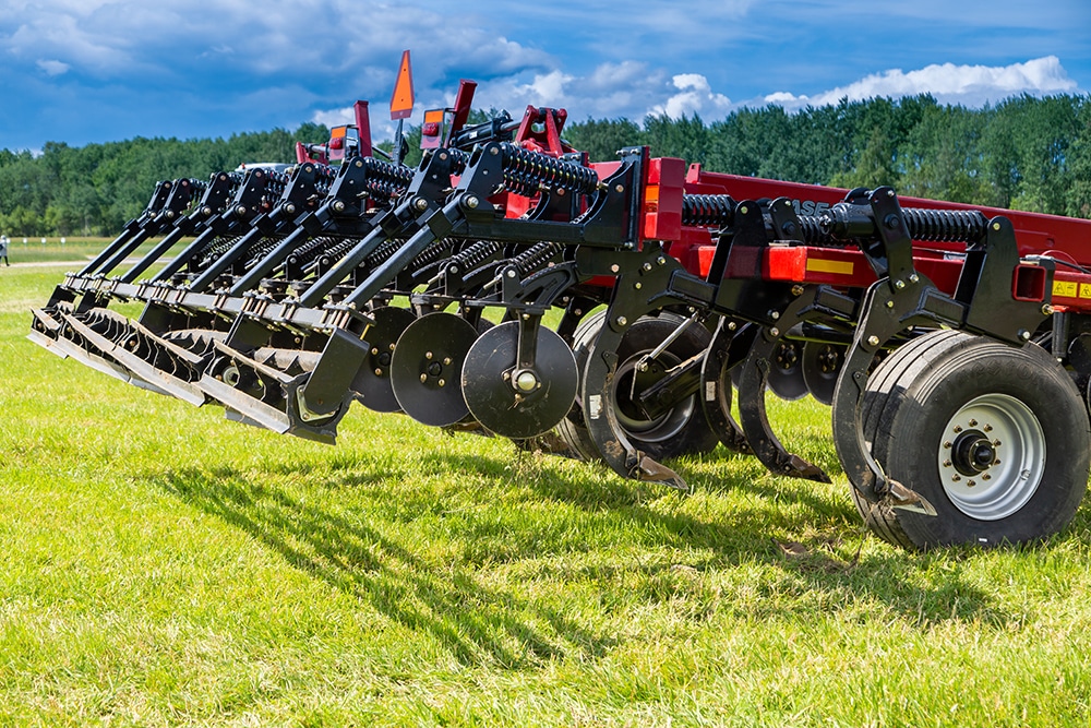 Working bodies of equipment for land cultivation. Agricultural machinery. High quality photo